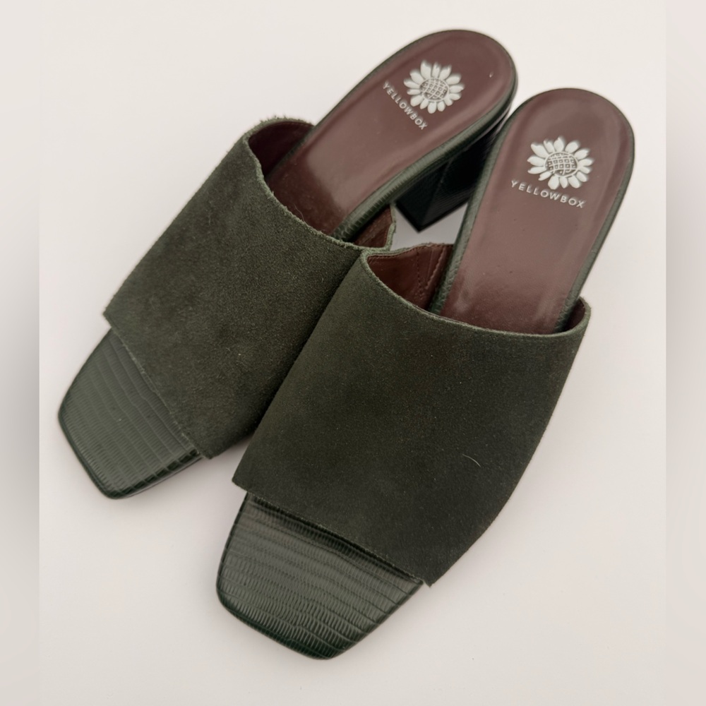 YellowBox Green Suede / Snake Skin Chunky Sandals